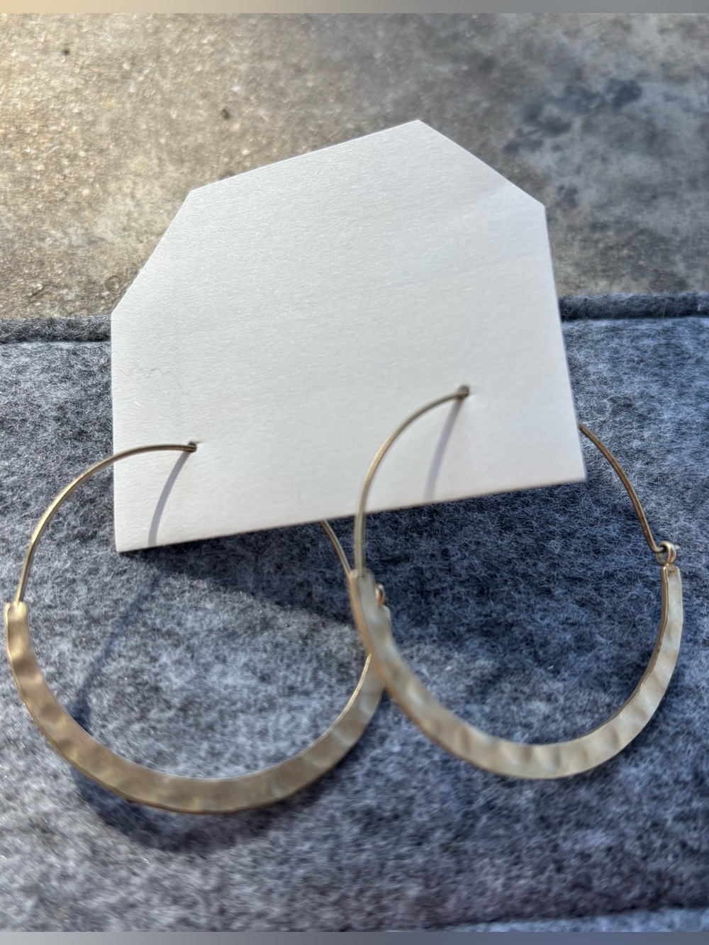 Brushed Gold Hammered Hoop Earrings